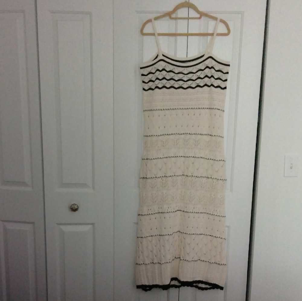 Primark Cream Maxi Knit Dress with Black Trim